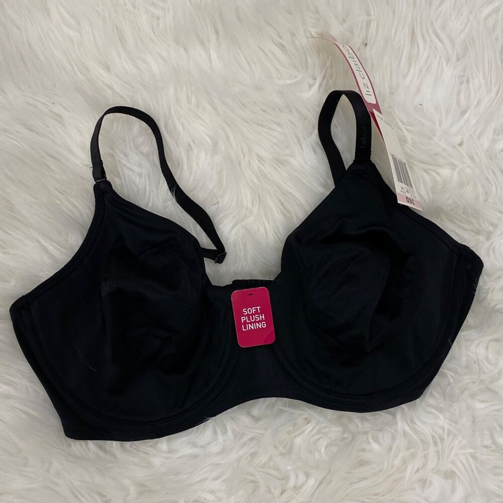 Liz Claiborne Womens Soft Plush Lining Black Underwire Bra Size 36D Style 7439